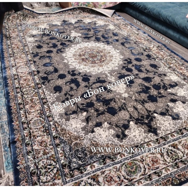 Турецкий Ковер Для Медальон Дизайн 30573 Синий