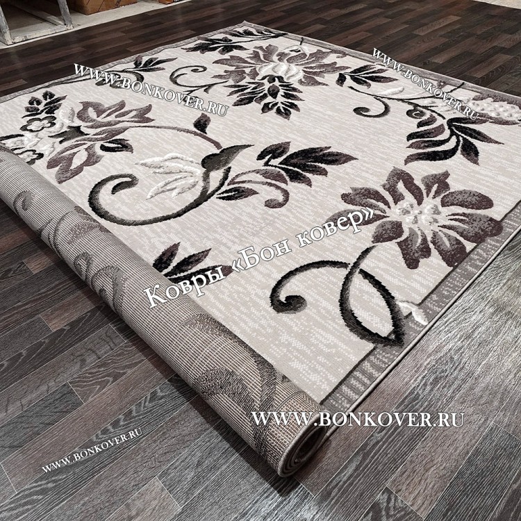 Ковер Лайт Карпет New 2 Дизайн 10 Серый с сиреневым прямоугольный