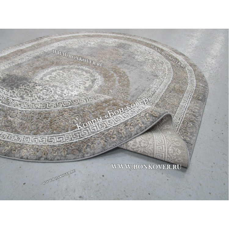 Классический ковер дизайн 93 Коричневый с серым овал